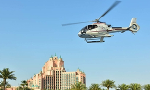 Helicopter flight from the Palm Island, Dubai